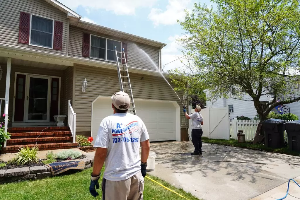 Power Washing Soft Washing vinyl siding in Toms River New Jersey